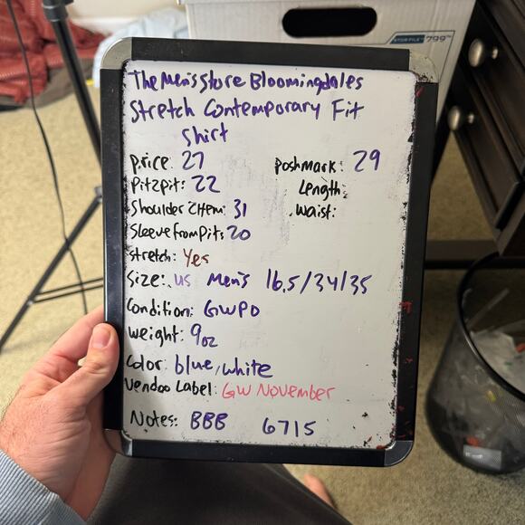 Bloomingdales Stretch Contemporary Fit Button Up Shirt US Mens 16.5/34/35 - Picture 5 of 5